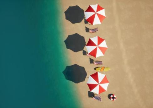 beach umbrellas from above