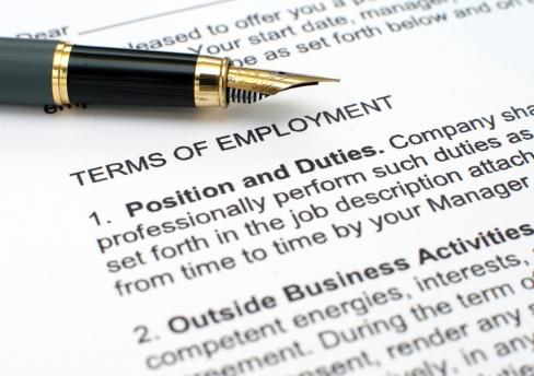 Close up of employment contract
